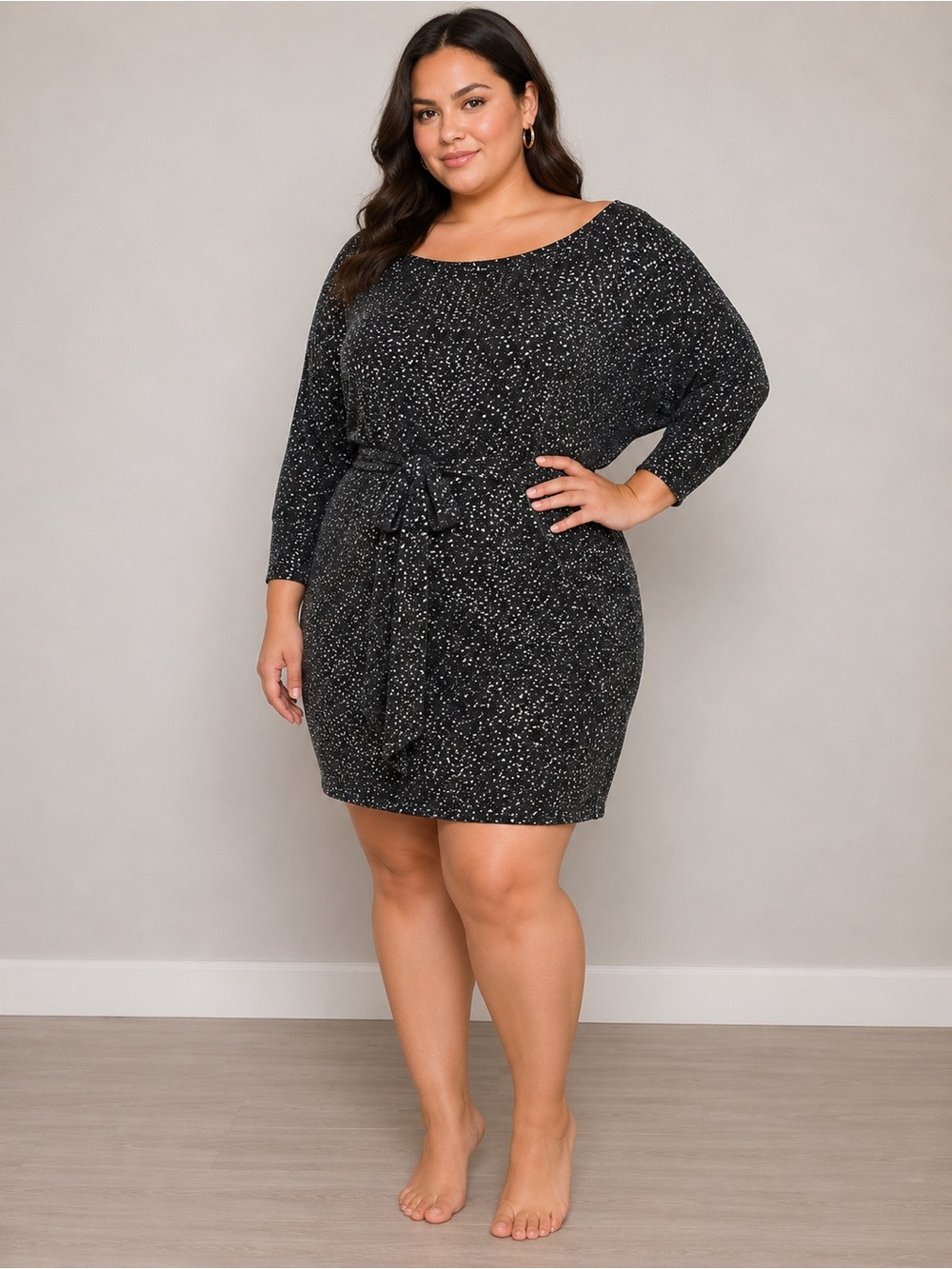 Dynamite Black & White Speckled Sweater Dress – Women’s Large